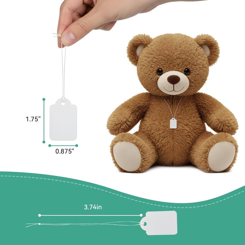 Brothersbox Price Tags with String Attached, 500pcs White Smooth Surface Marking Merchandise Strung Tag Writable Label Small Hang Tag for Pricing Gift Jewelry Clothing 1.375 x 0.875 inch - Image 2